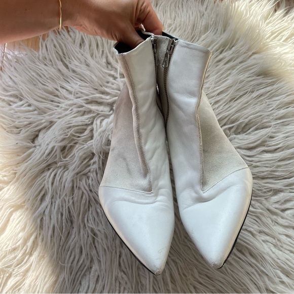 RAG & BONE Leather Suede White Heeled Pointed Toe Beha Ankle Boots Size 38 - Picture 6 of 12